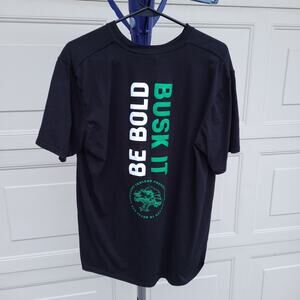 The Busker Irish Whiskey Black Front and Back Graphic T-shirt size Large